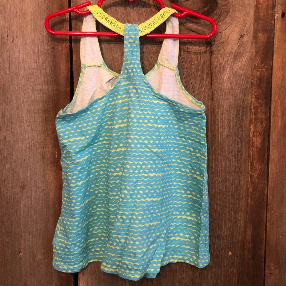 Old Navy Blue Green Wavy Stripe Crochet Racerback Tank Size Small 6 7